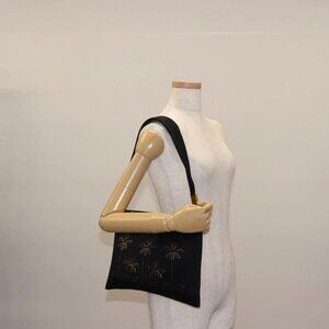 FENDI Shoulder Bag Nylon Black Gold Auth 148347